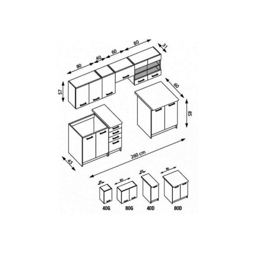 Kitchen furniture set AMANDA 2   260 navara oak / cinnamon acacia / wenge - Image 4